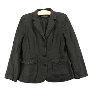 Helen McAlinden Womens Linen Blazer Jacket Black Actual 18.5x25.5 Lined 3-Button
